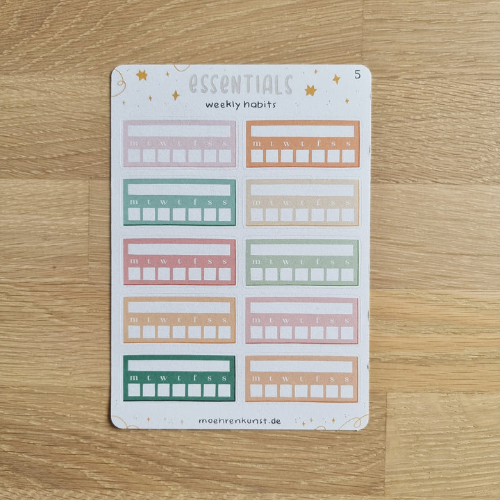 Essentials - Weekly Habit Tracker | Planner Stickers for your Journal