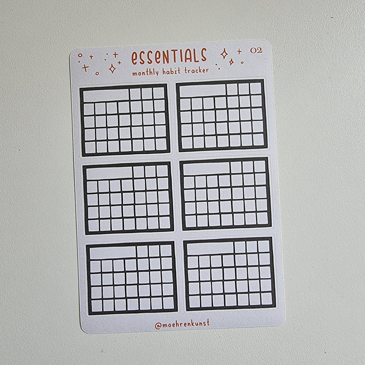 Essentials - Monthly Habit Tracker (CLEARANCE)  | Planner Stickers for your Journal