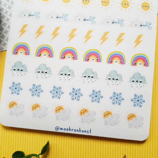 Sticker Sheet - Weather Cuties (CLEARANCE) | Planner Stickers for your Journal