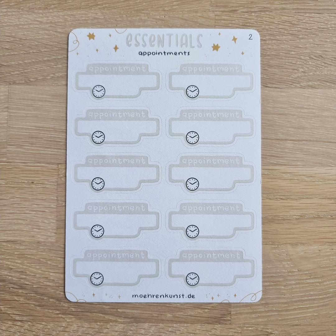 Essentials - Appointments | Planner Stickers for your Journal