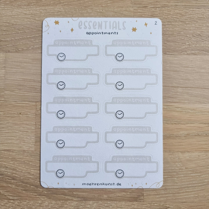 Essentials - Appointments | Planner Stickers for your Journal