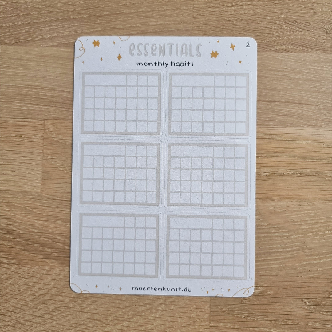 Essentials - Monthly Habit Tracker | Planner Stickers for your Journal