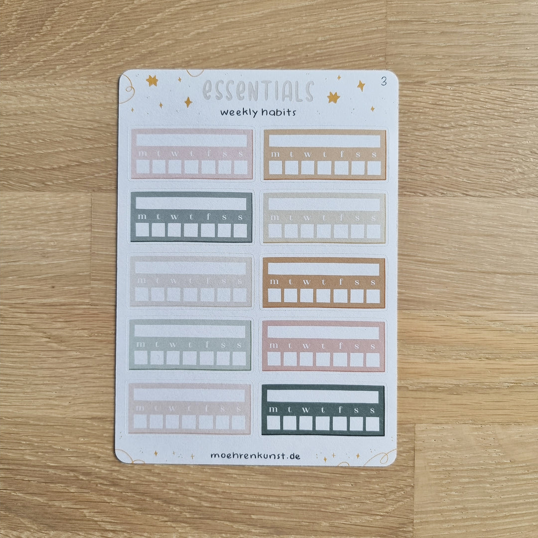 Essentials - Weekly Habit Tracker | Planner Stickers for your Journal