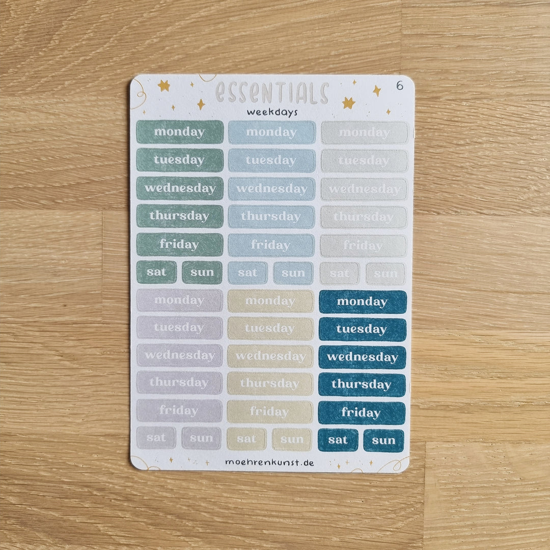 Essentials - Weekdays | Planner Stickers for your Journal