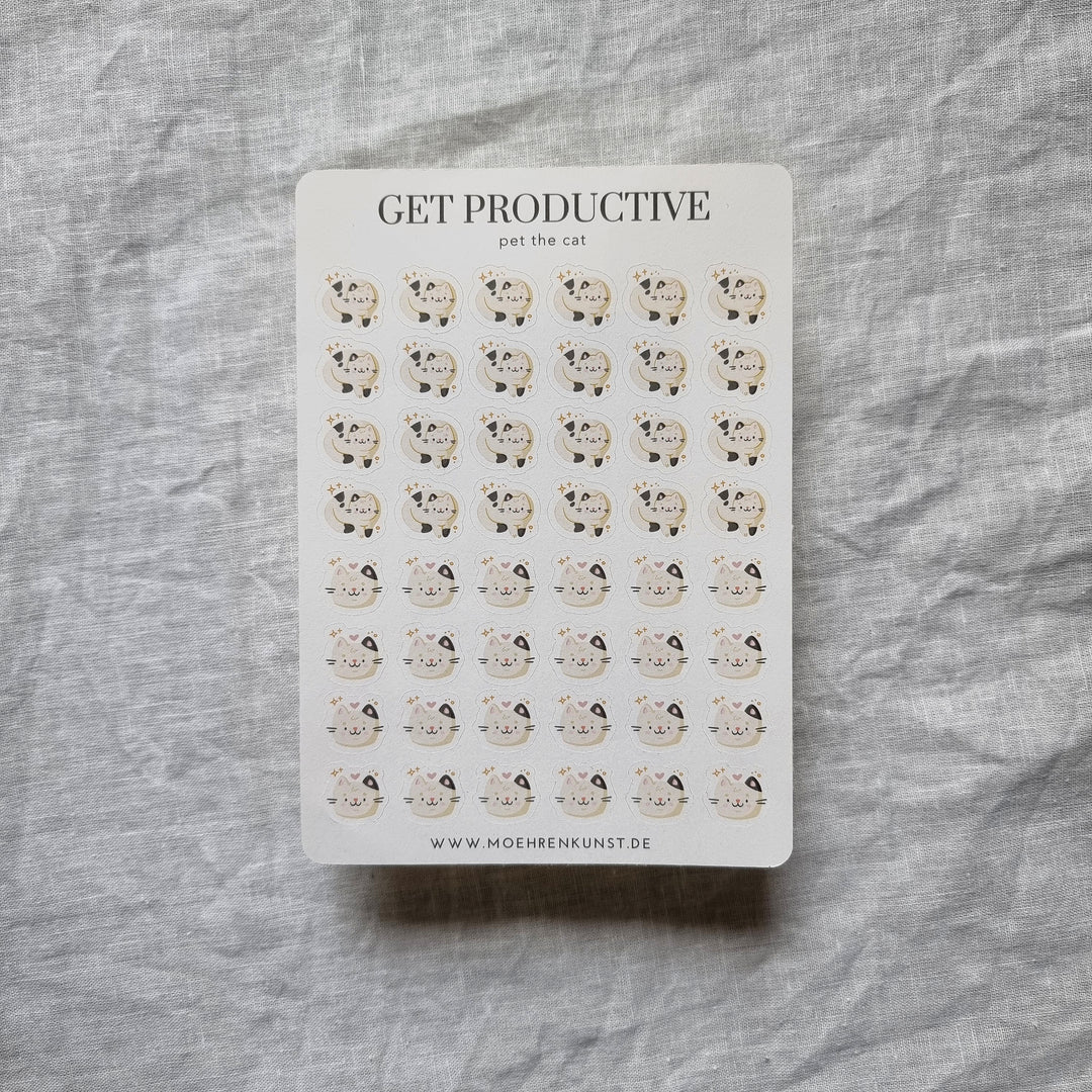 Get Productive - Pet The Cat | Planner Stickers for your Journal
