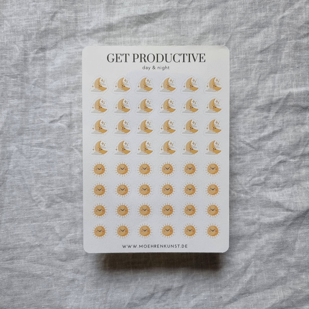 Get Productive - Day & Night | Planner Stickers for your Journal