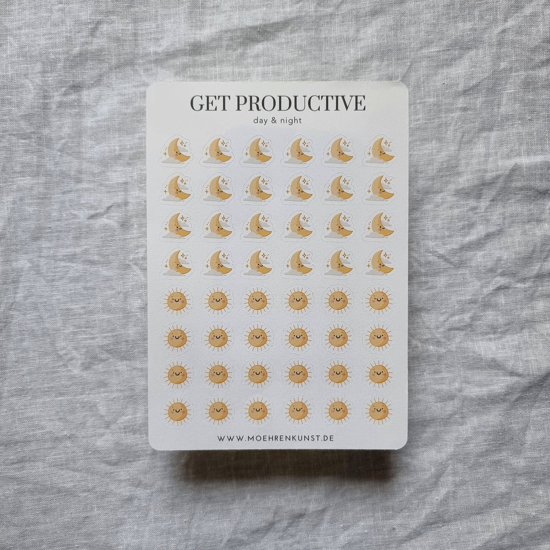 Get Productive - Day & Night (CLEARANCE) | Planner Stickers for your Journal