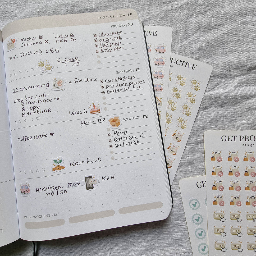 Get Productive - Pet The Cat | Planner Stickers for your Journal