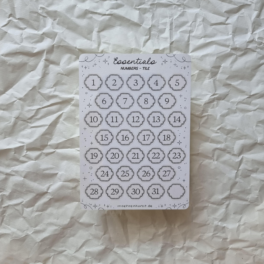 Essentials - Numbers Tile | Planner Stickers for your Journal