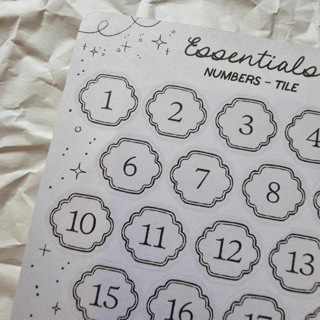 Essentials - Numbers Tile | Planner Stickers for your Journal