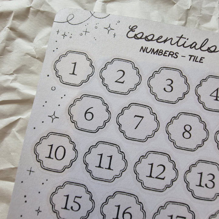 Essentials - Numbers Tile | Planner Stickers for your Journal