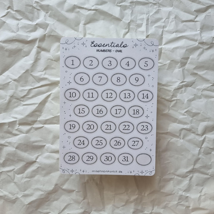 Essentials - Numbers Oval | Planner Stickers for your Journal