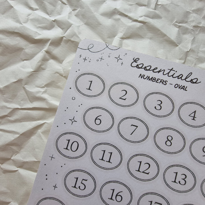 Essentials - Numbers Oval | Planner Stickers for your Journal