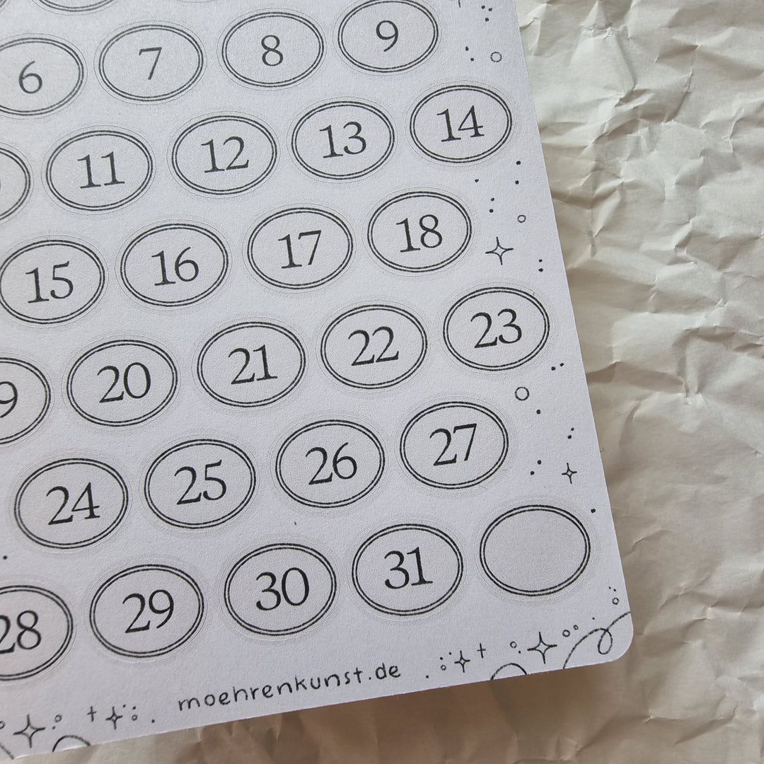 Essentials - Numbers Oval | Planner Stickers for your Journal