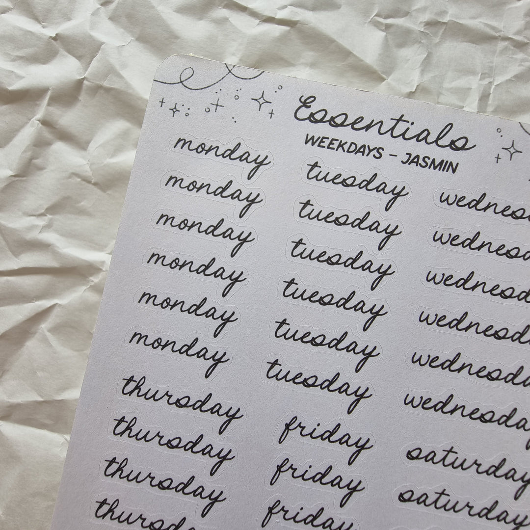 Essentials - Weekdays Jasmin | Planner Stickers for your Journal