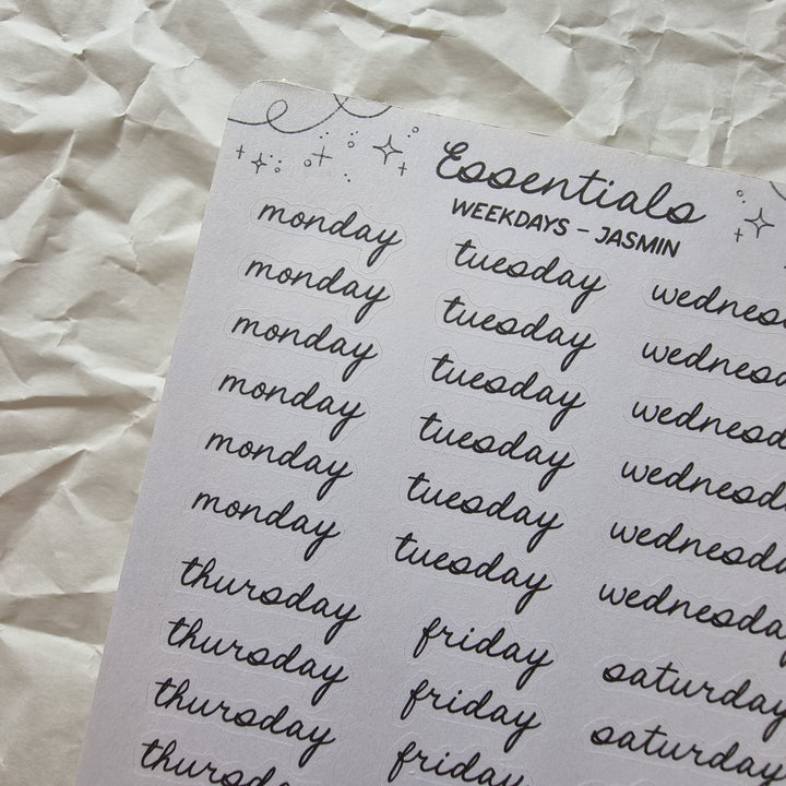 Essentials - Weekdays Jasmin | Planner Stickers for your Journal