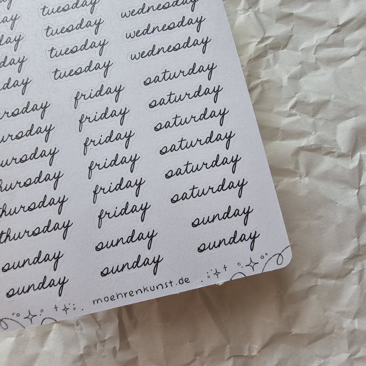 Essentials - Weekdays Jasmin | Planner Stickers for your Journal