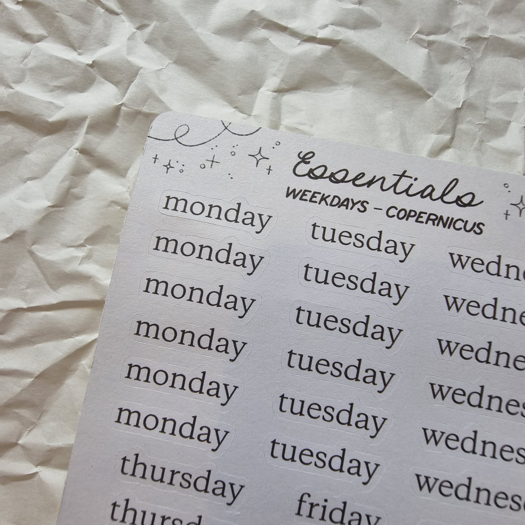 Essentials - Weekdays Copernicus | Planner Stickers for your Journal