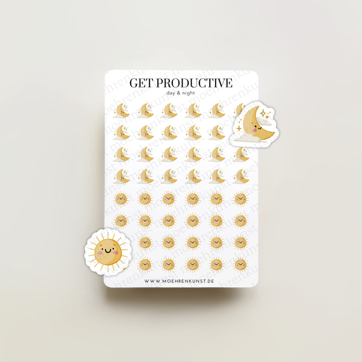 Get Productive - Day & Night | Planner Stickers for your Journal