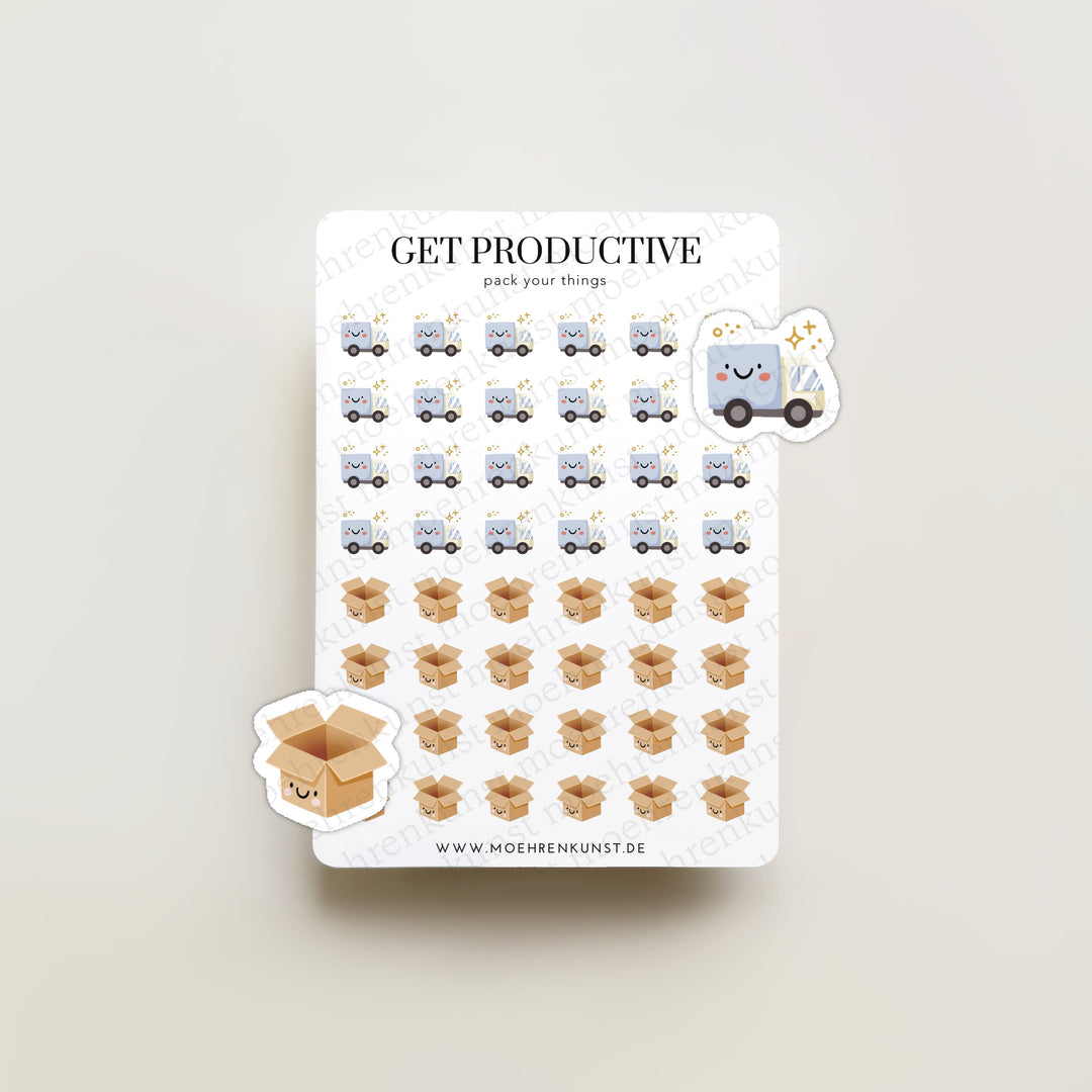 Get Productive - Pack Your Things | Planner Stickers for your Journal