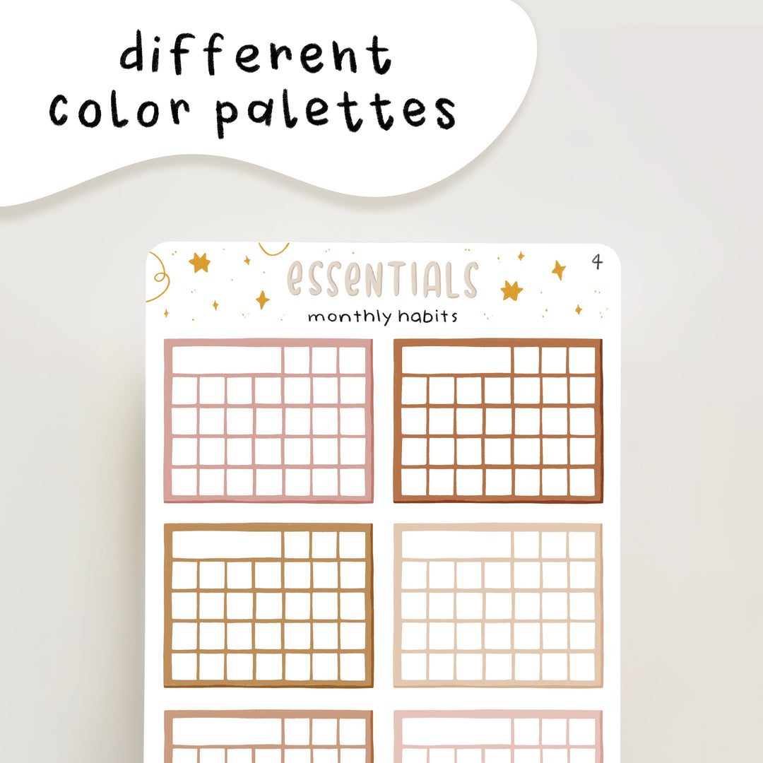 Essentials - Monthly Habit Tracker | Planner Stickers for your Journal