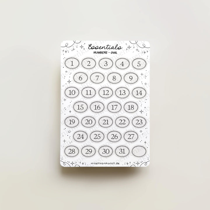 Essentials - Numbers Oval | Planner Stickers for your Journal