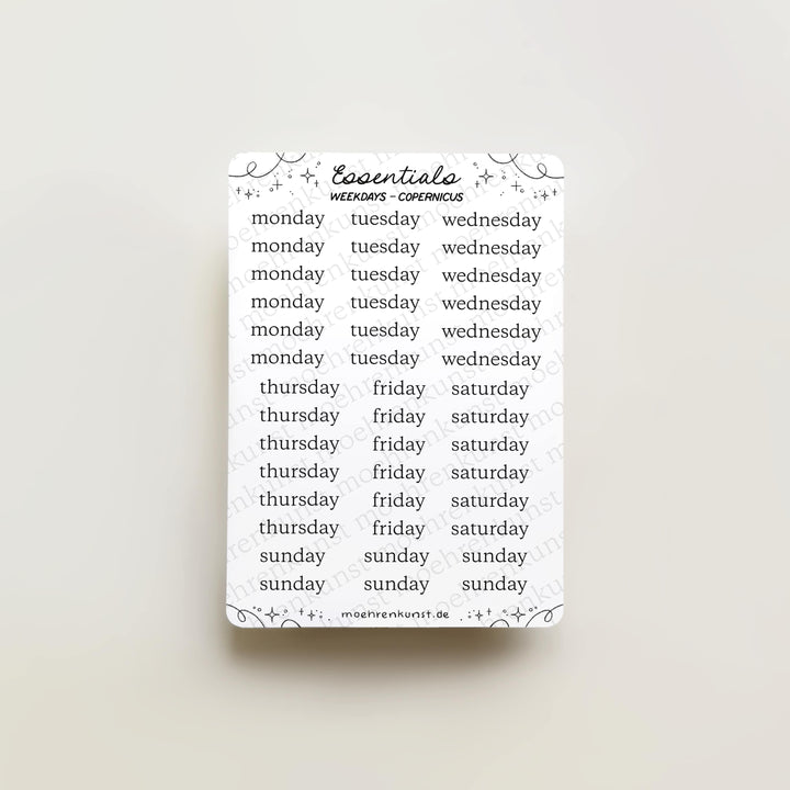 Essentials - Weekdays Copernicus | Planner Stickers for your Journal