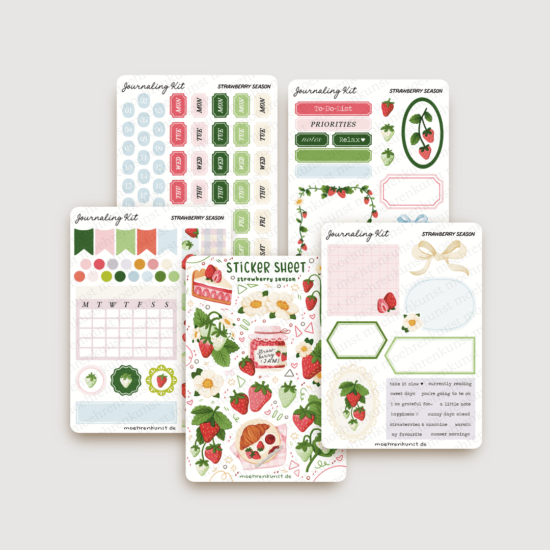 Journaling Kit Strawberry Season All 5 Sticker Sheets