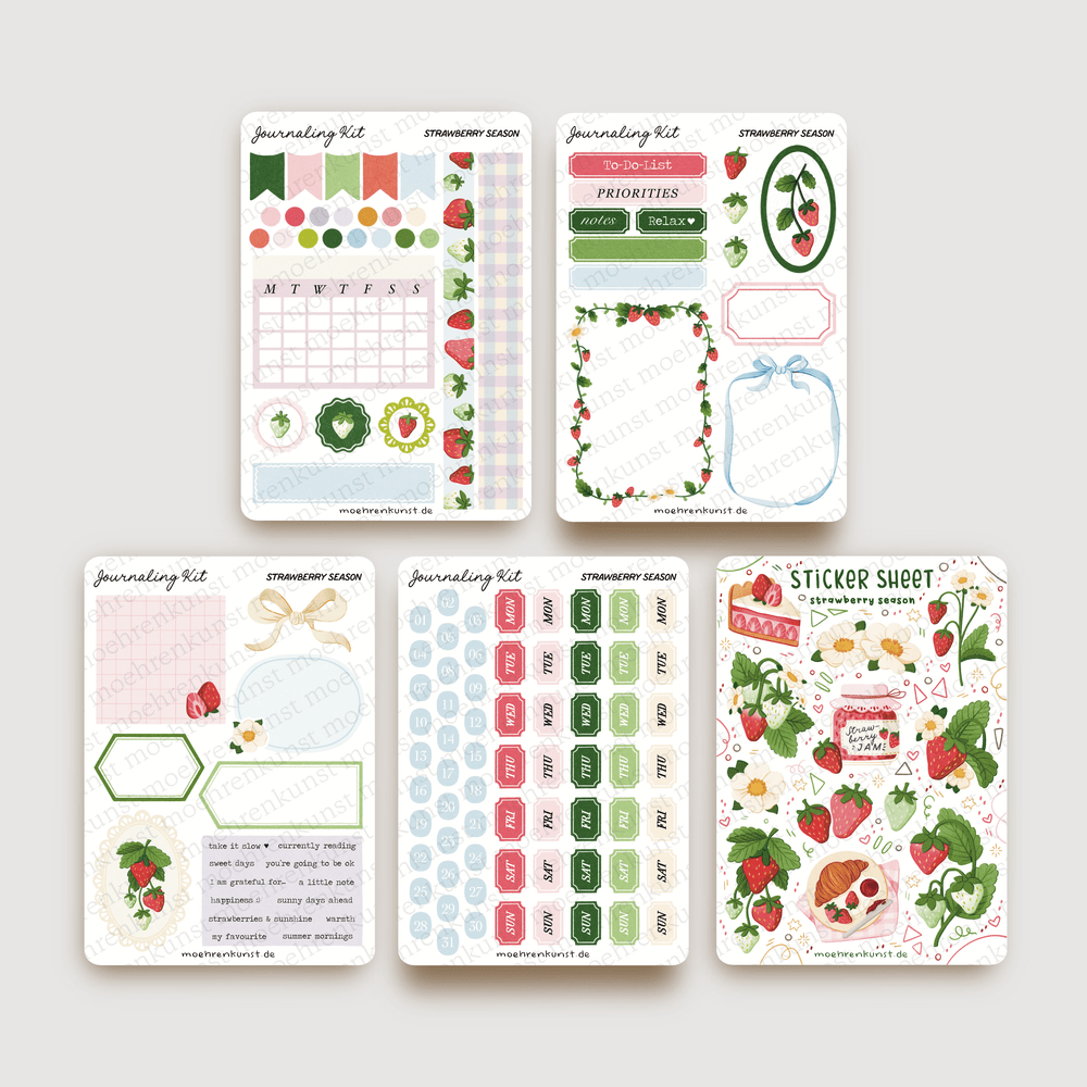 Journaling Kit Strawberry Season All 5 Sticker Sheets