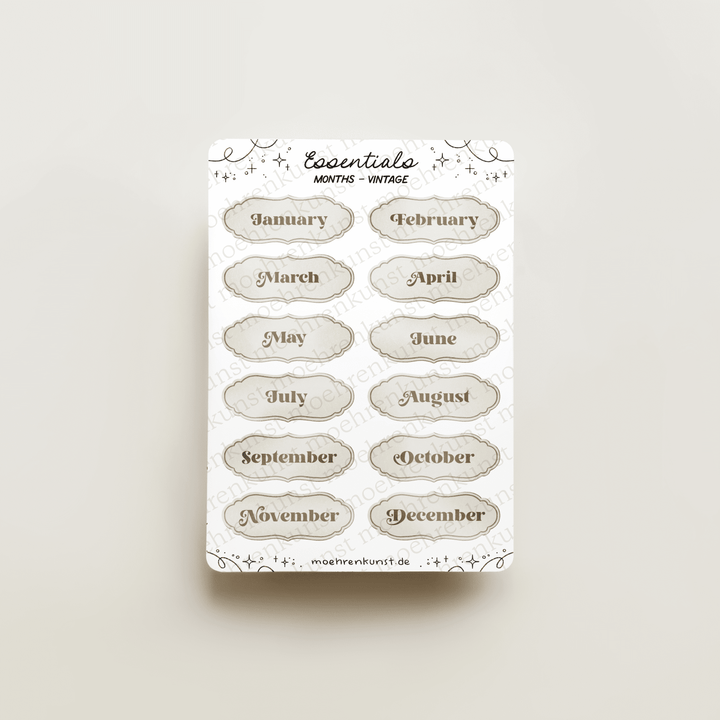 Essentials - Months Vintage | Planner Stickers for your Journal