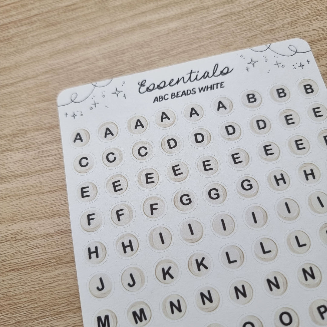 Essentials - ABC beads (white) | Planner Stickers for your Journal