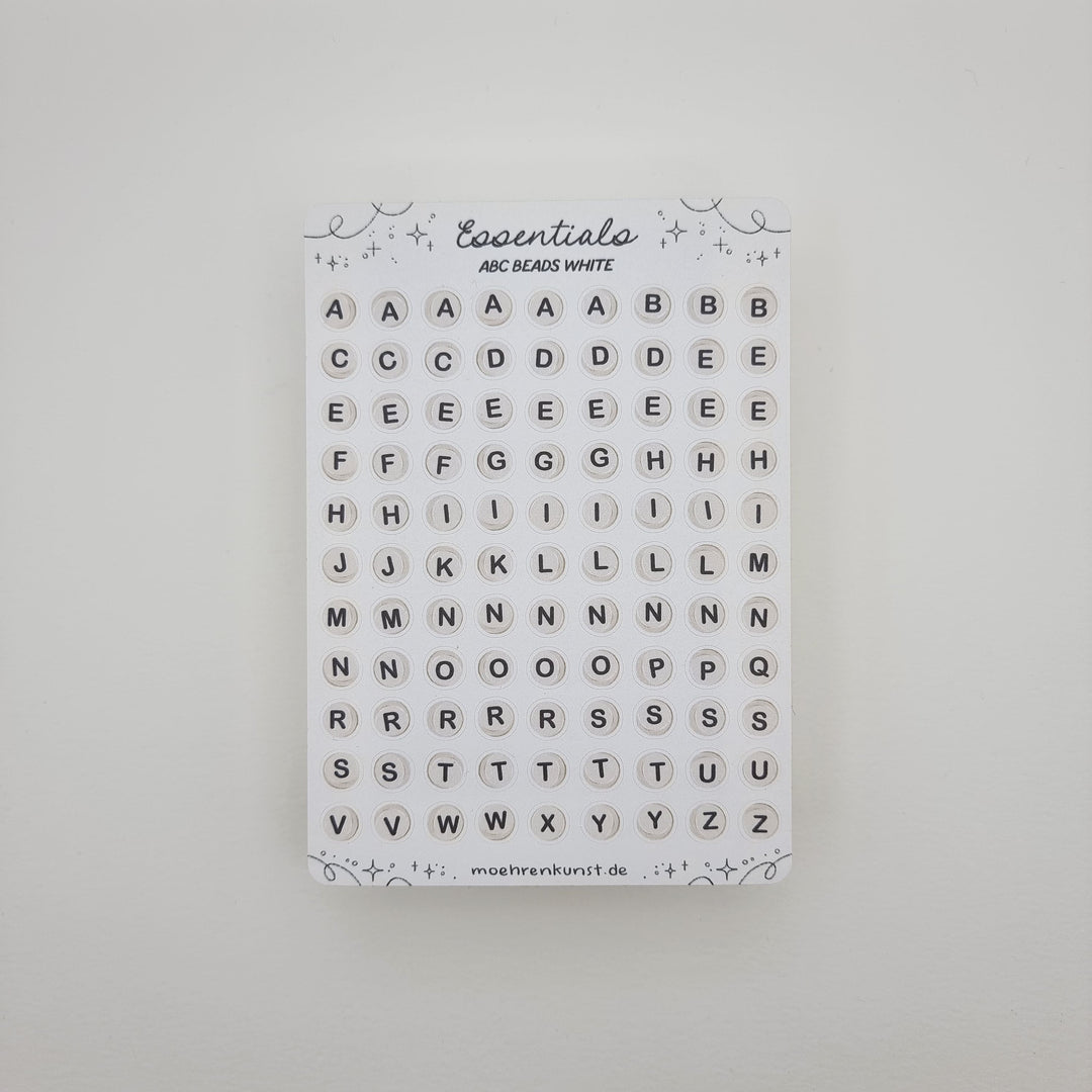 Essentials - ABC beads (white) | Planner Stickers for your Journal