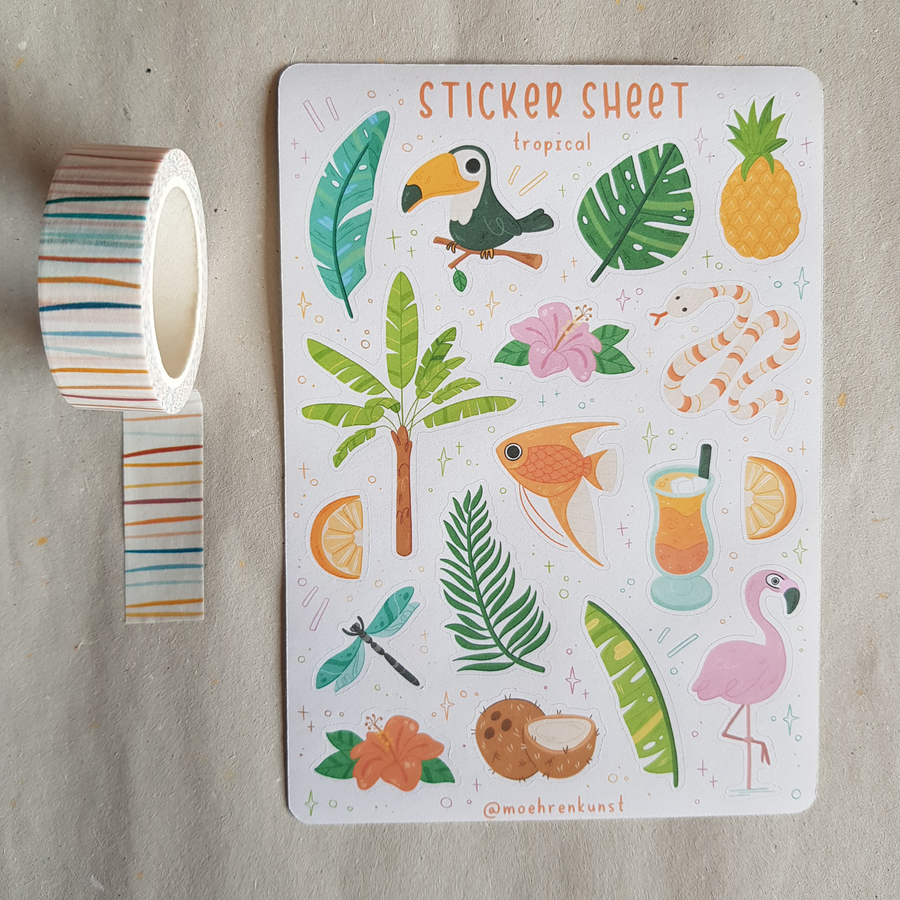 Sticker Sheet - Tropical | Planner Stickers | moehrenkunst 🥕