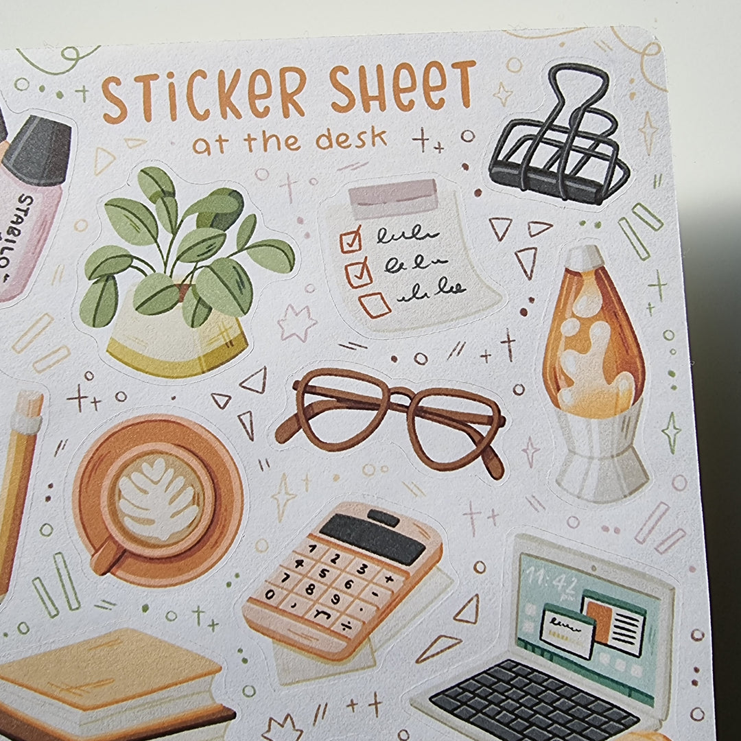 Sticker Sheet - At The Desk | Planner Stickers for your Journal