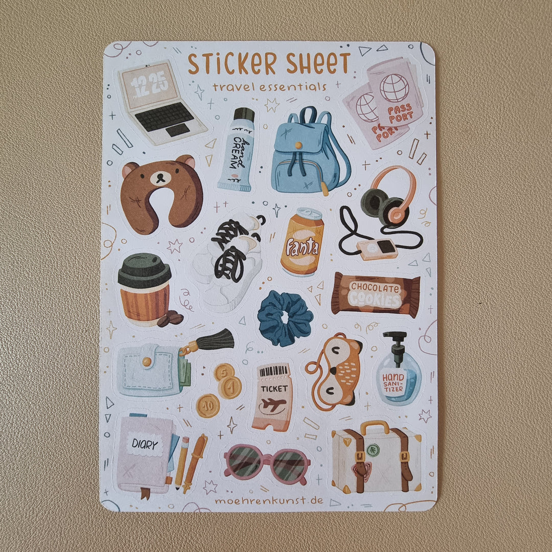 Sticker Sheet - Travel Essentials | Planner Stickers for your Journal