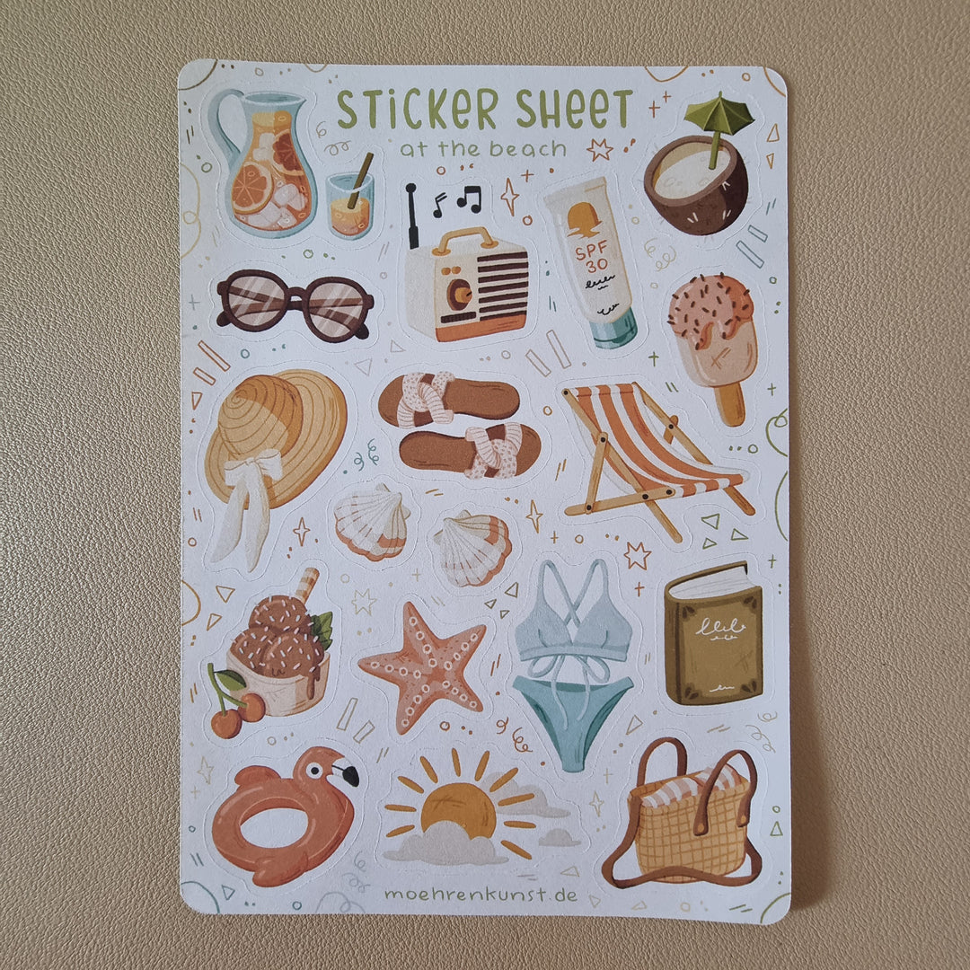 Sticker Sheet - At The Beach | Planner Stickers for your Journal