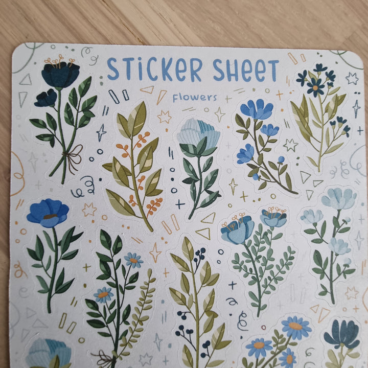 Sticker Sheet - Flowers (Blue) | Planner Stickers for your Journal