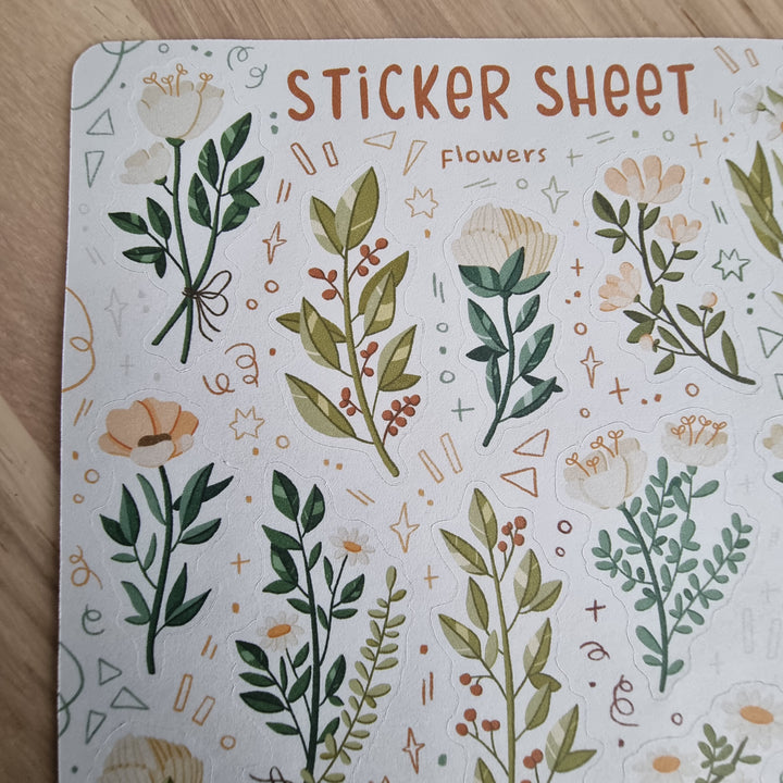 Sticker Sheet - Flowers (White) | Planner Stickers for your Journal