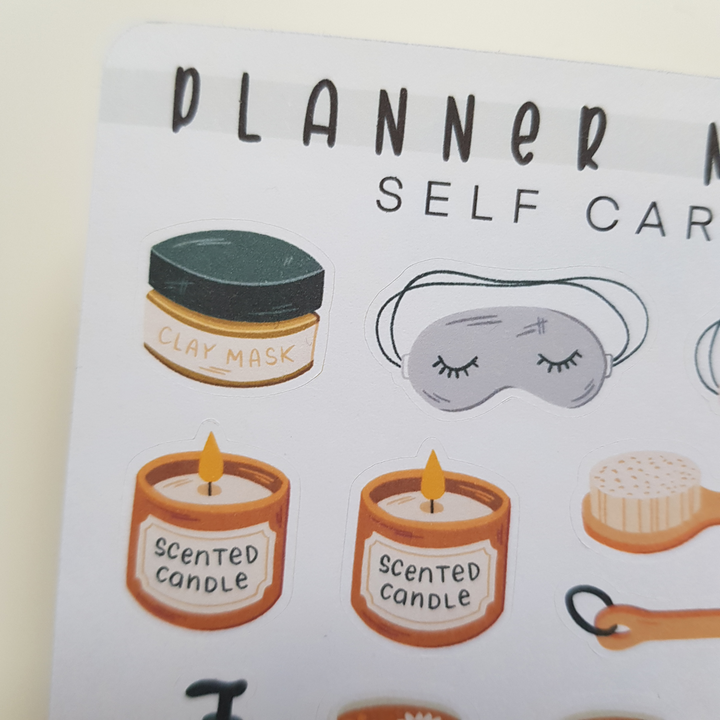 planner stickers self care frontview
