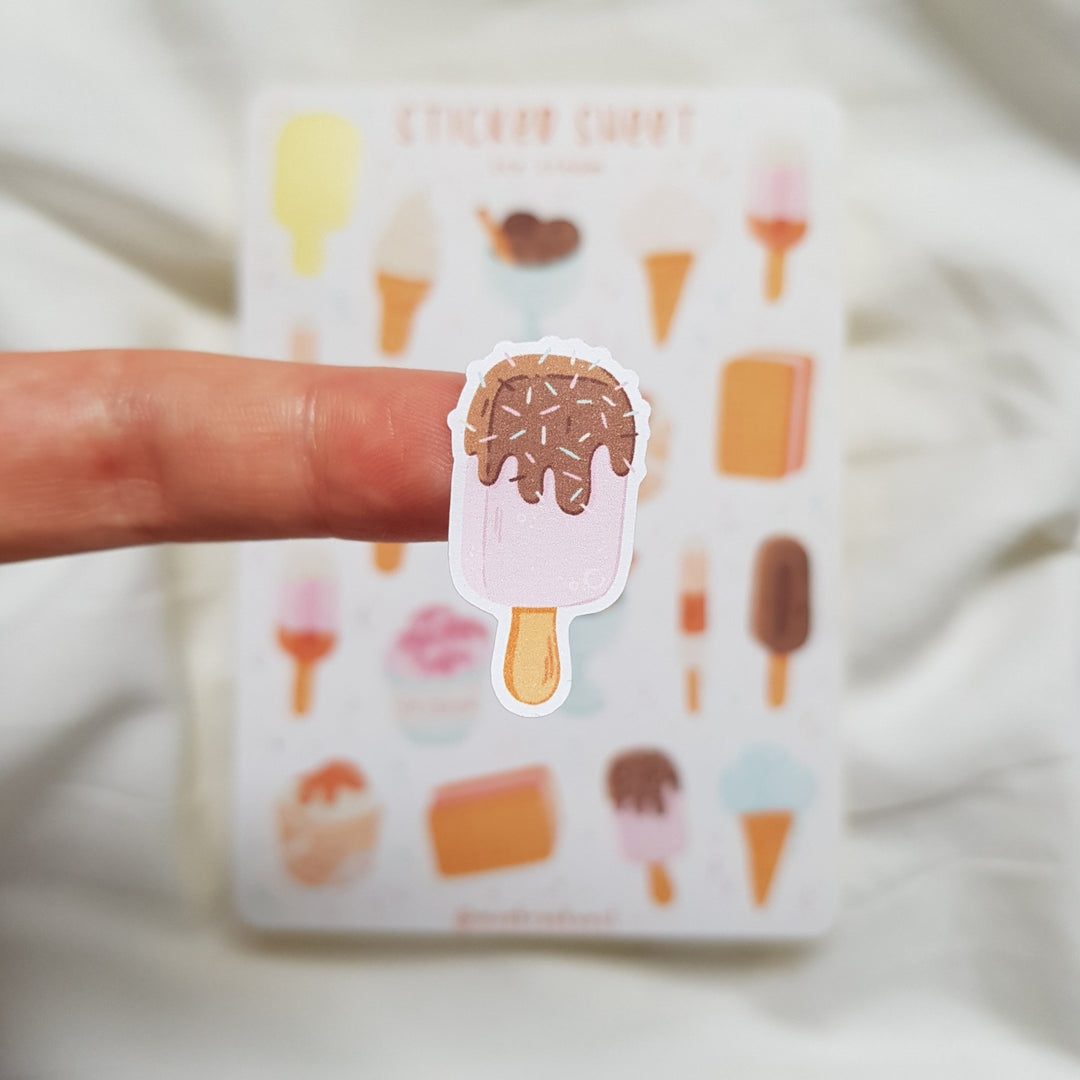 Planner stickers ice cream close up