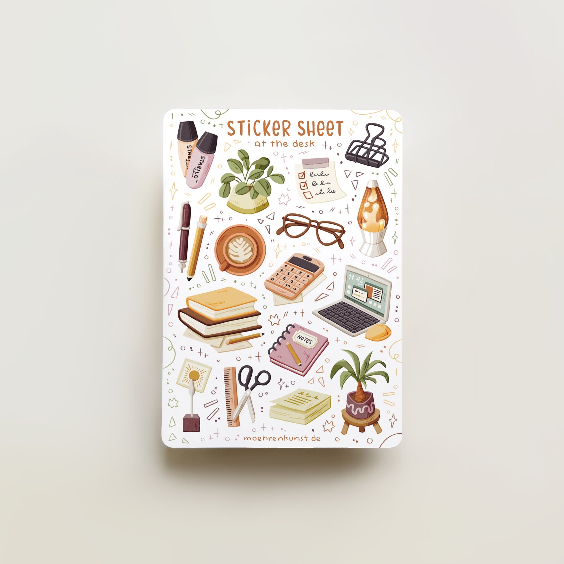 Sticker For Desk Line Sticker Sheet - At The Desk | Planner Stickers | moehrenkunst🥕