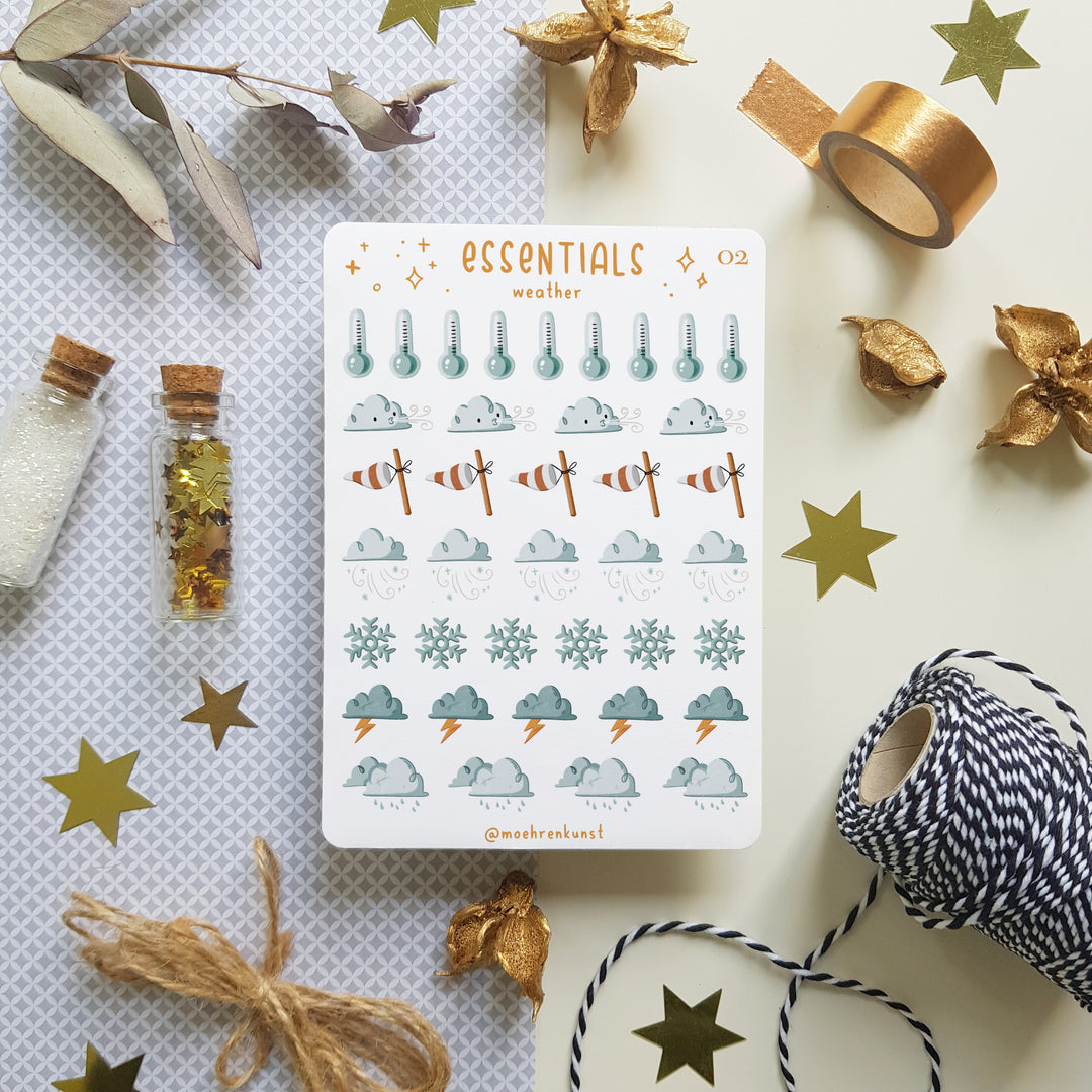 Essentials Small Weather Stickers Cloudy | Planner Stickers for your Journal
