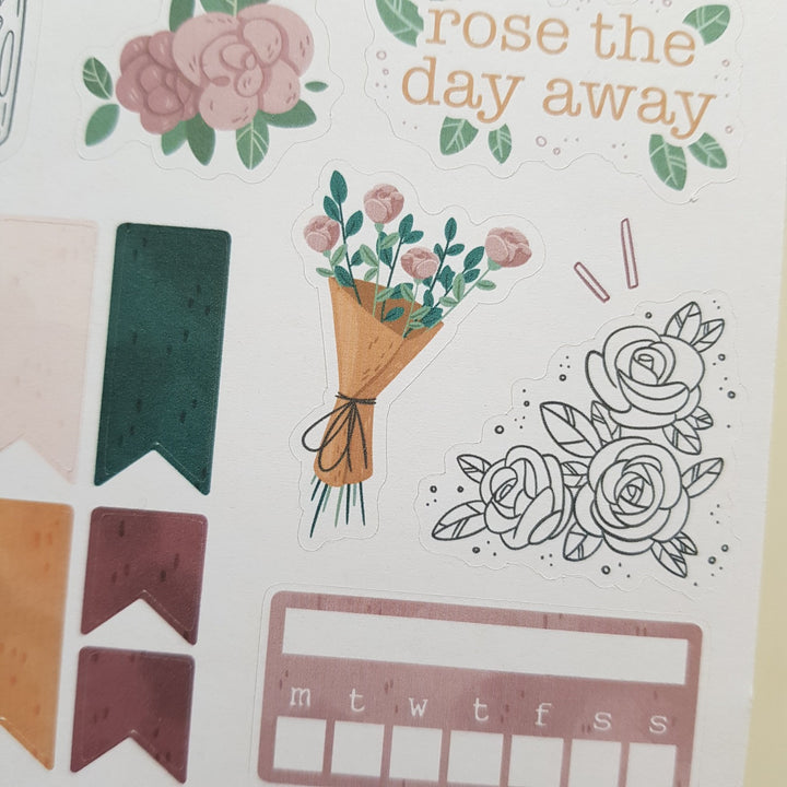 planner stickers weekly kit rose details