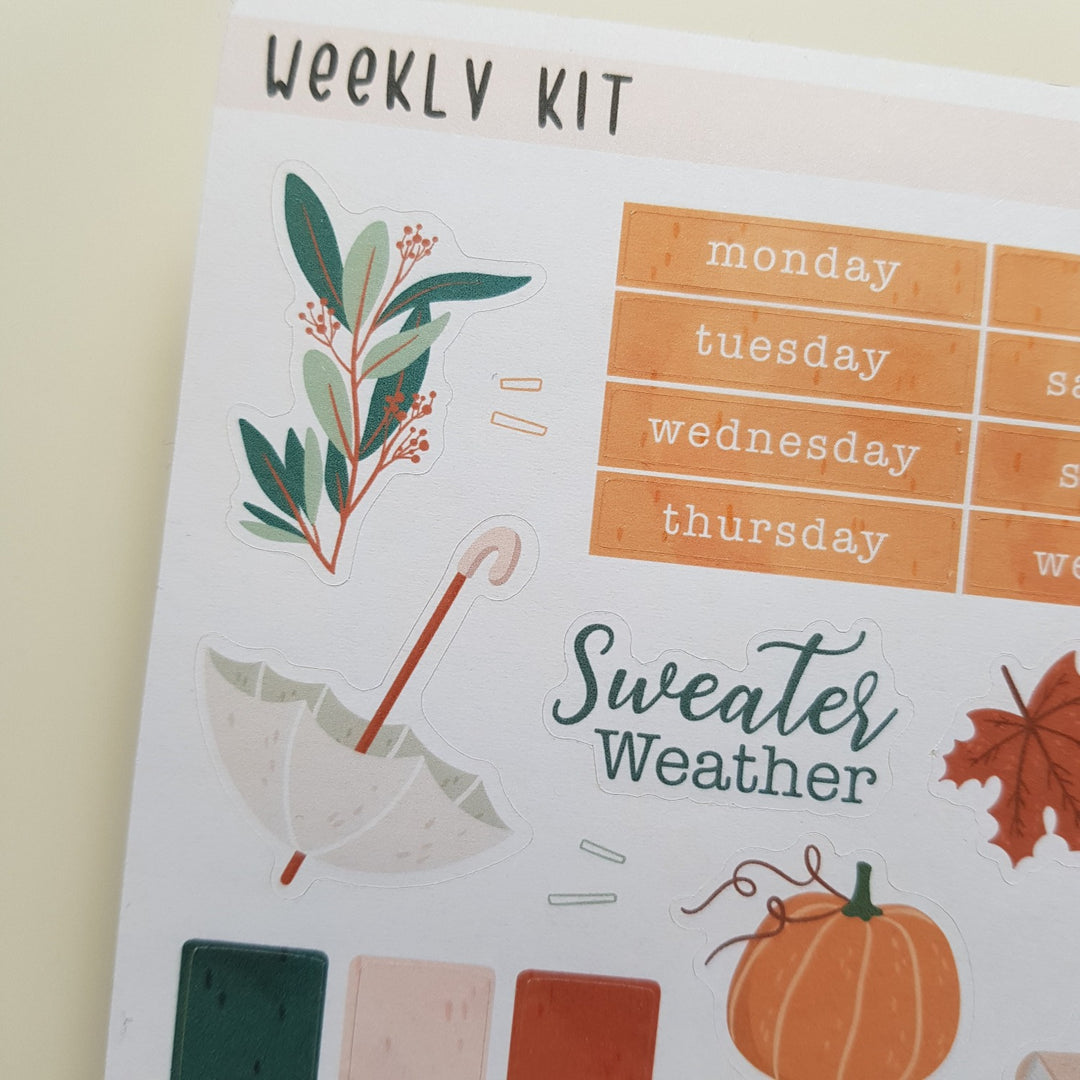 Planner Stickers weekly kit autumn details