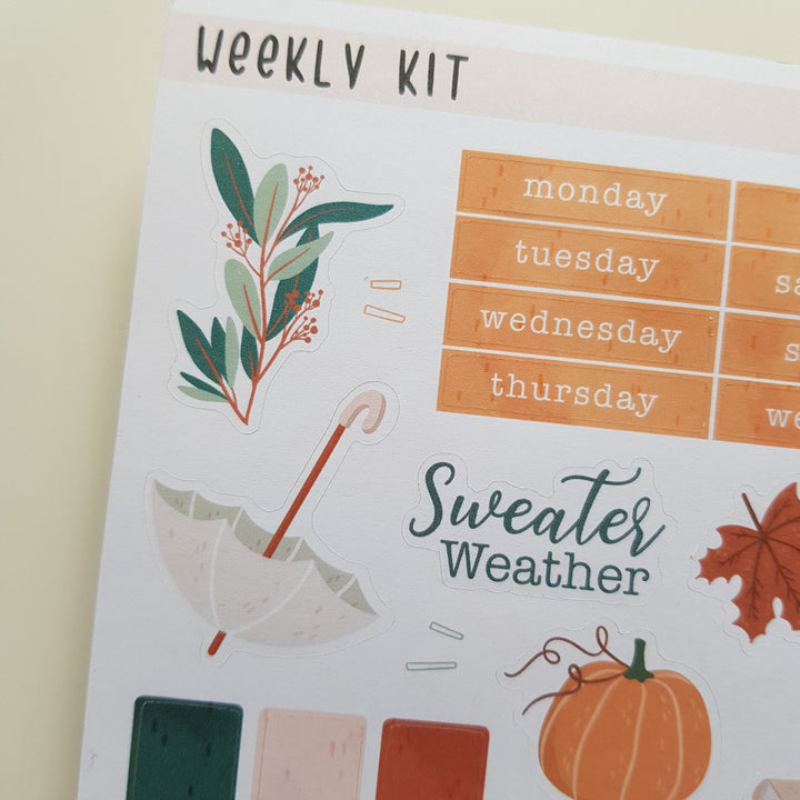 Planner Stickers weekly kit autumn details