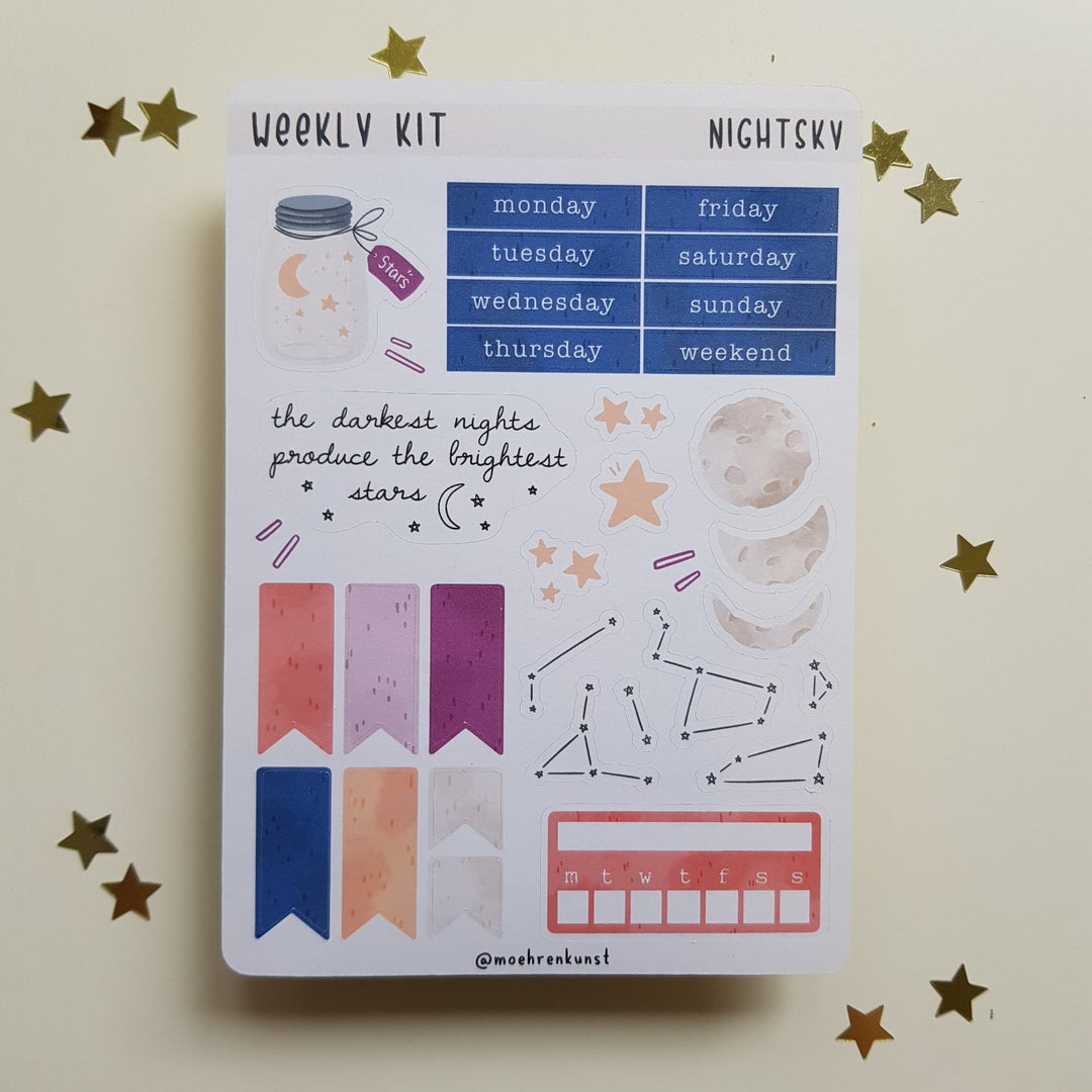 Planner Stickers weekly kit night sky 