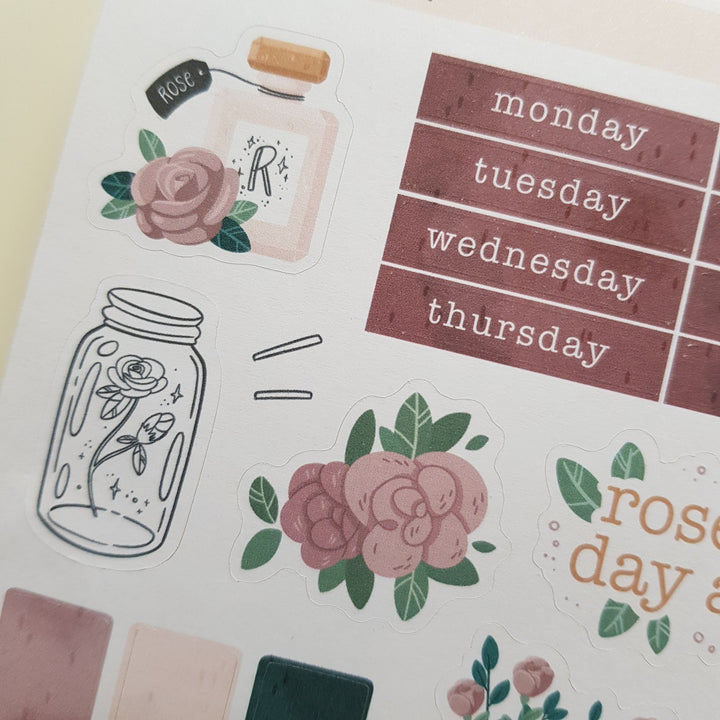 planner stickers weekly kit rose details