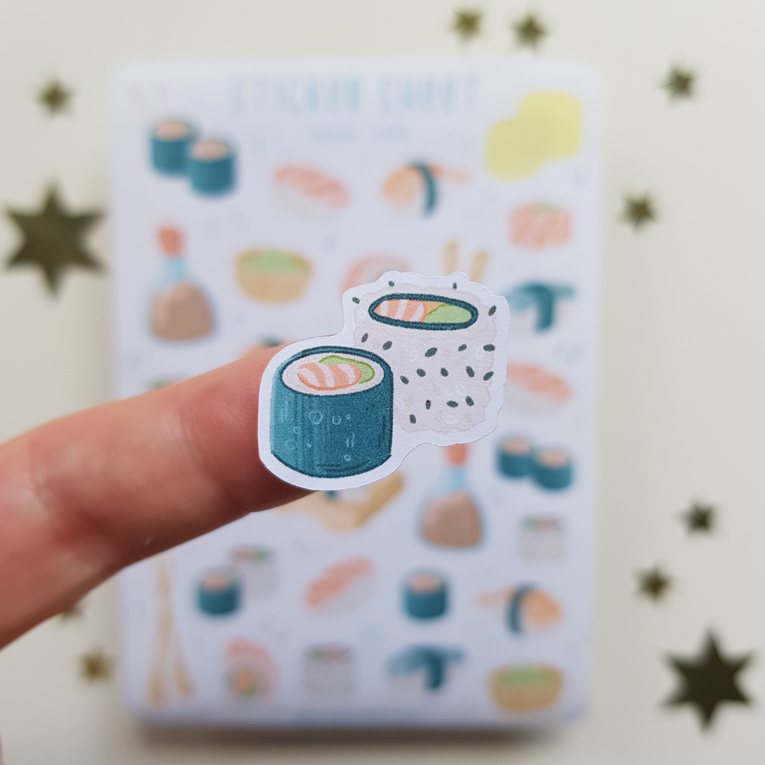 Planner stickers sushi close up
